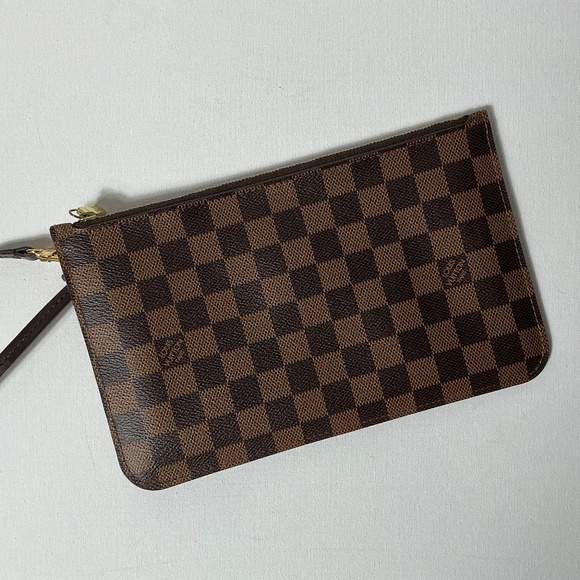 Louis Vuitton Brown Canvas Neverfull Pochette GM Pouch Wristlet with Bag - Picture 2 of 10